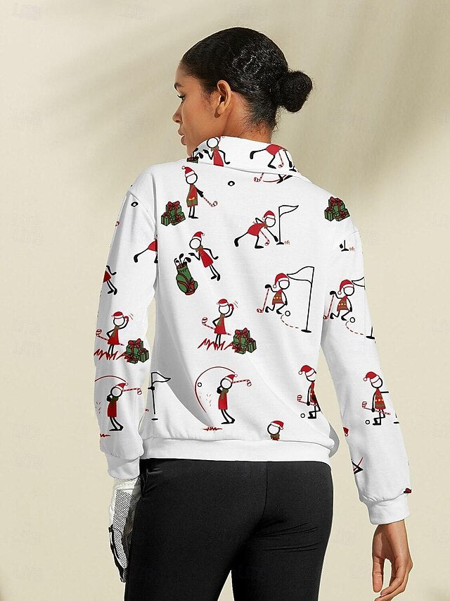 Women's Golf Pullover Sweatshirt White Long Sleeve Top
