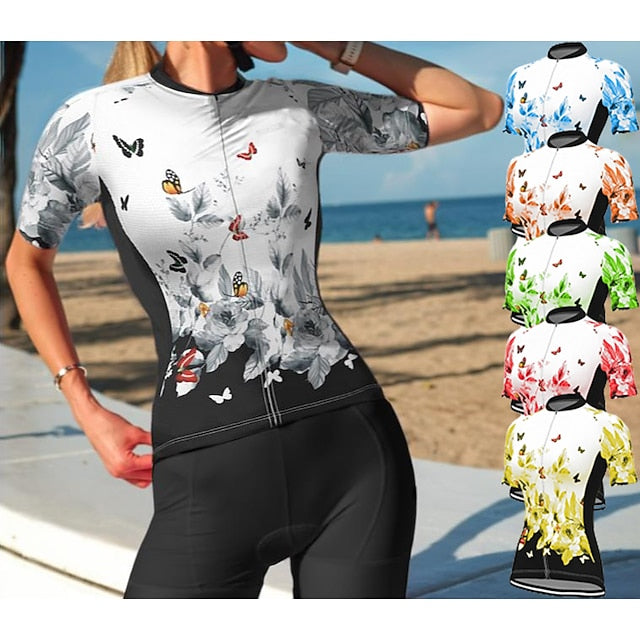Women's Cycling Jersey Butterfly Floral Botanical Flower