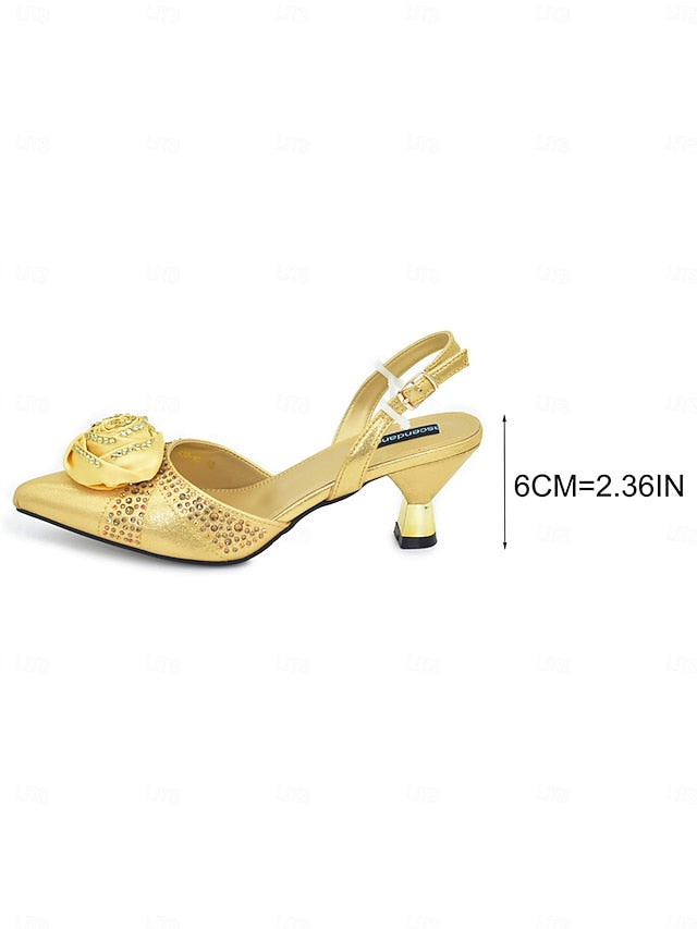 Clutch Set and Women's Slingback - Heels Gold Matching