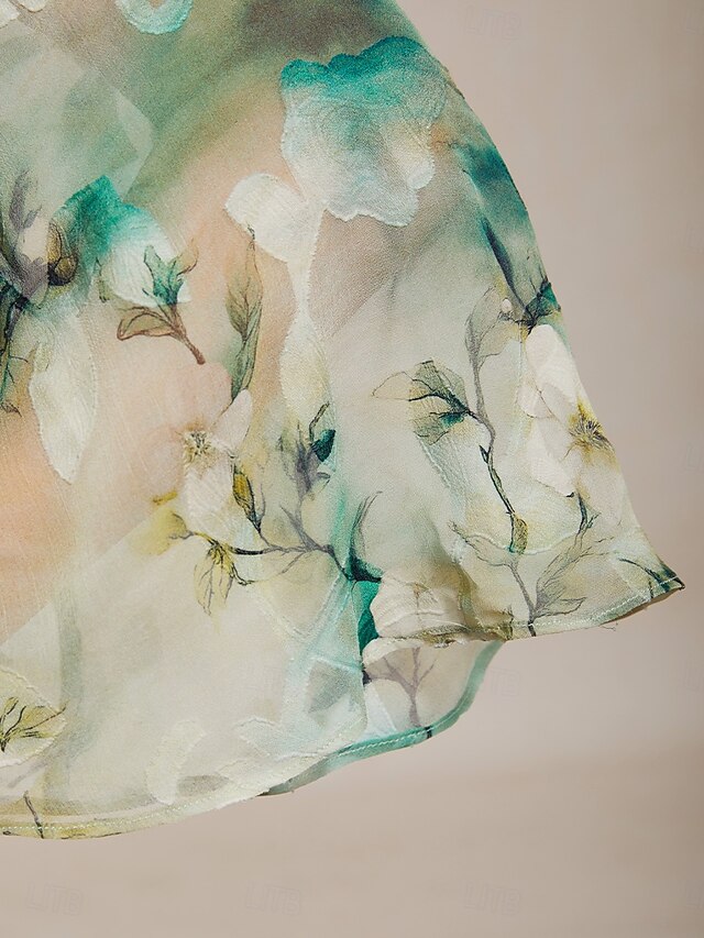 Women's Blouse Chiffon Tops Lace up Floral Elegant 3/4