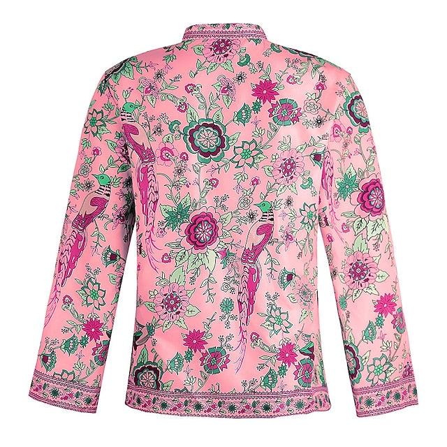 Women's Shirt Blouse Yellow Pink Dusty Rose Graphic Floral