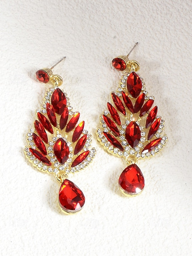 – Women's Emerald Crystal Drop Earrings Green