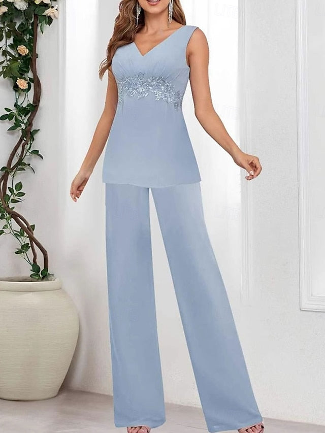 3 Mother Simple Piece Dress Bride of V Guest the Wedding Elegant