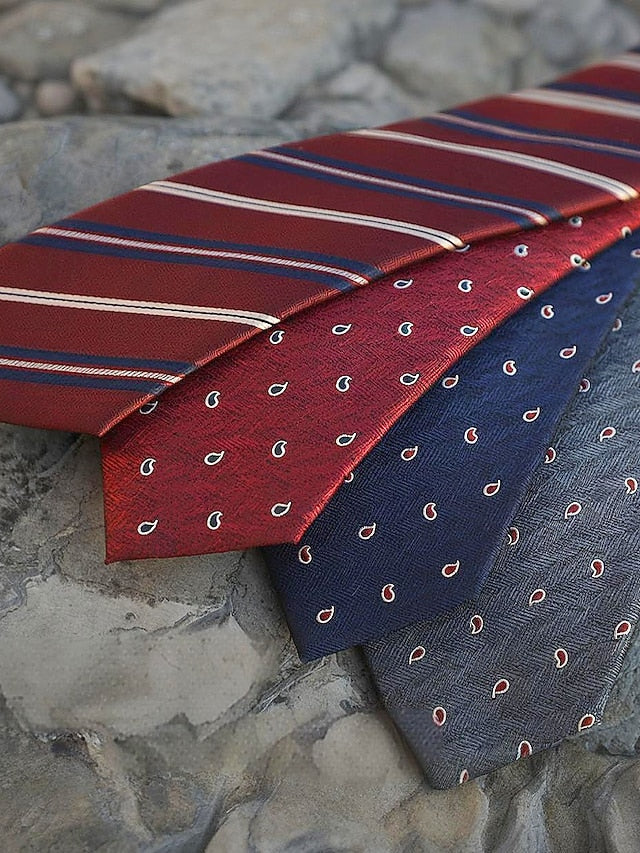 Striped Paisley Necktie and Silk Classic Men's Tie