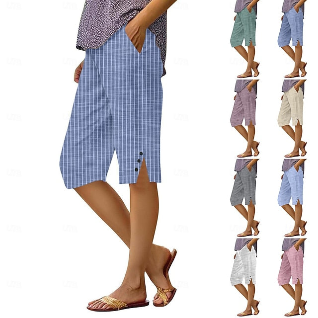 Women's Faux Cotton Linen Chinos Crop Streetwear Casual