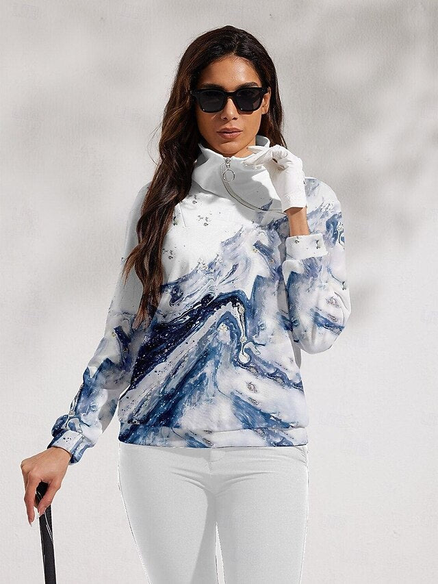 Women's Golf Pullover Sweatshirt Blue Long Sleeve Top