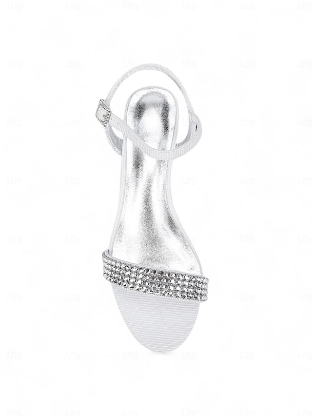 Open Women's Sandals Champagne Wedge - Toe Rhinestone