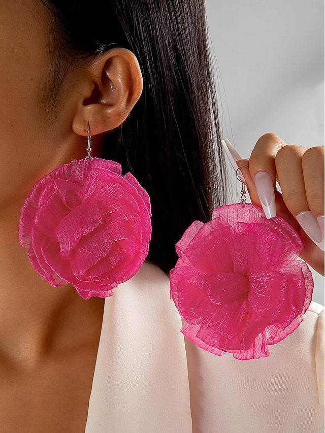 Floral Oversized Women's - Statement Earrings Drop Flower