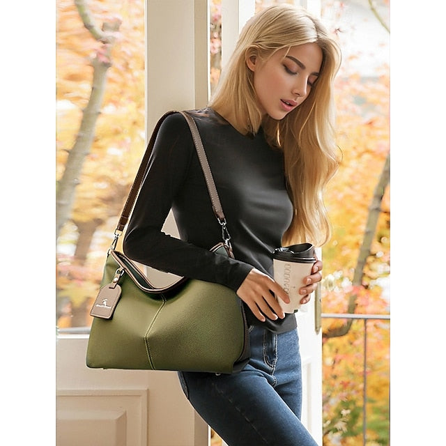 Bag Brown Hobo Leather Faux with Accents Green