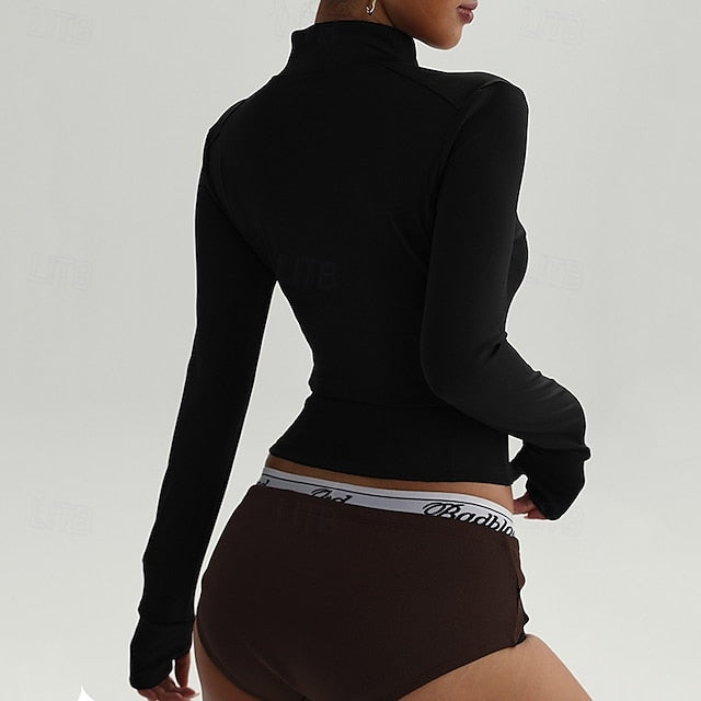 Women's Zip Up Jacket Yoga Jacket Stand Collar Lightweight