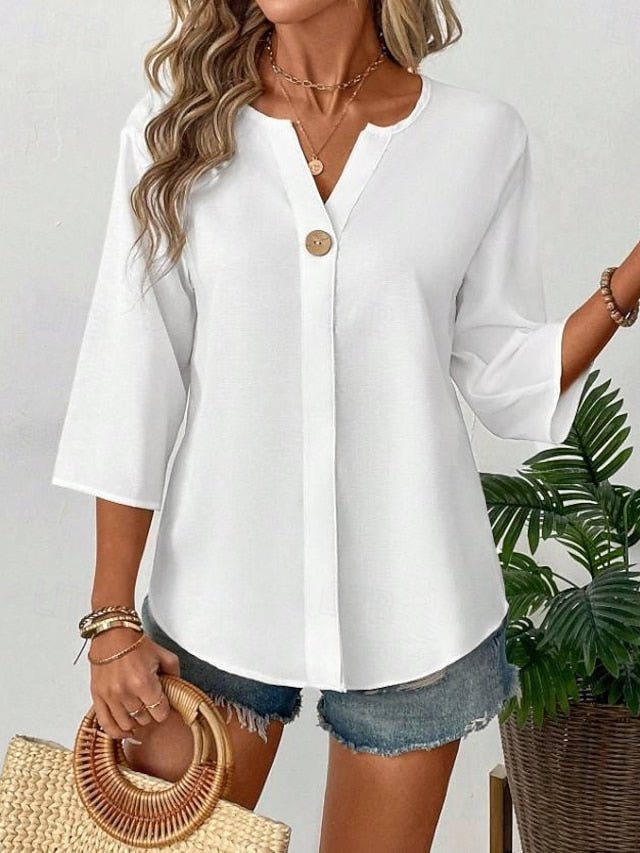 Women's Summer Shirt Casual Shirt Blouse Buttons Pullover