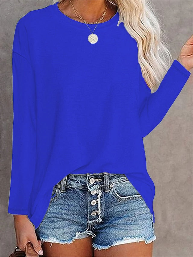 Women's T shirt Long Sleeve Crew Neck Long Sleeve Tunic
