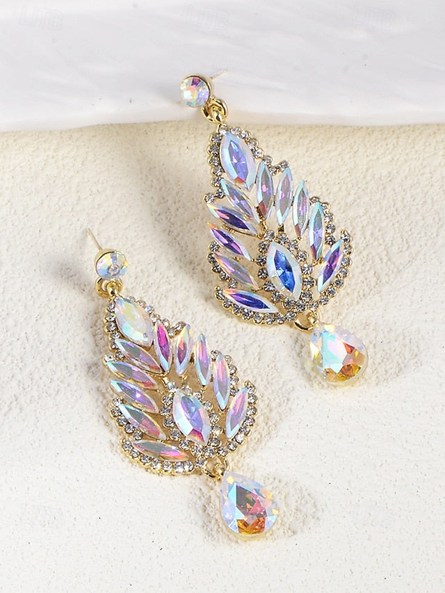 – Women's Emerald Crystal Drop Earrings Green