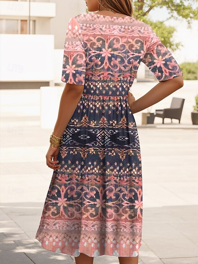 Women's Midi Dress Summer Dress Pleated Dress Vacation
