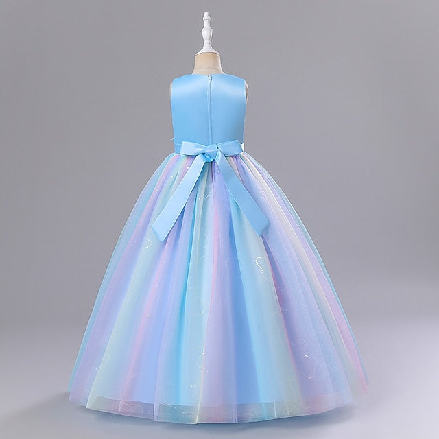 Party Dress Girl Flower Color Solid Girls' Kids