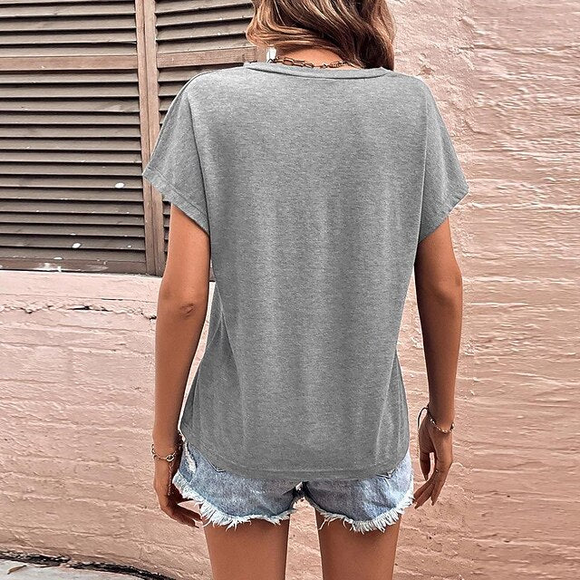 Women's T Shirt Stylish Casual Short Sleeve Cap Sleeve
