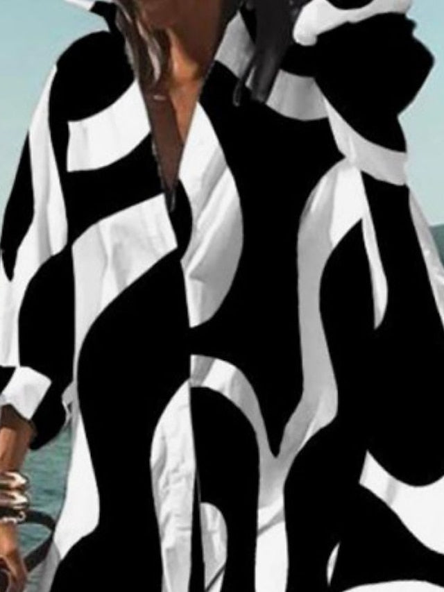 Women's Shirt Dress Casual Dress Shift Dress Color Block