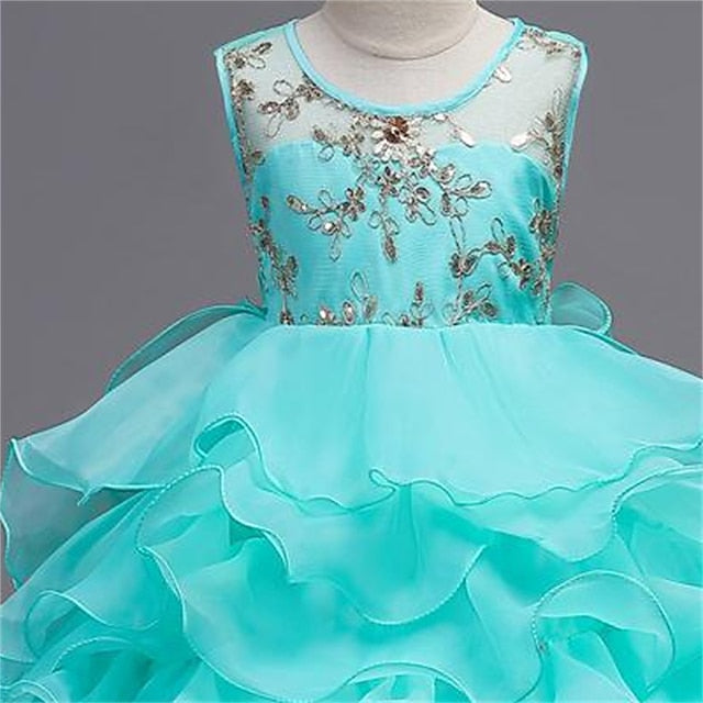 4-13 Party Floral Wedding Summer Kids Dress Ruffle Girls'