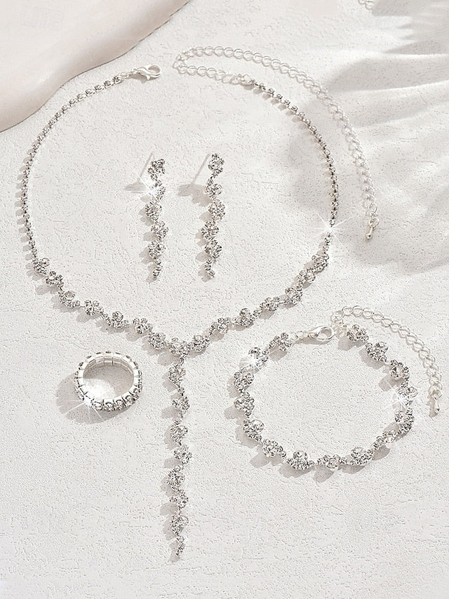 Jewelry Rhinestone Gold Set Elegant Necklace –