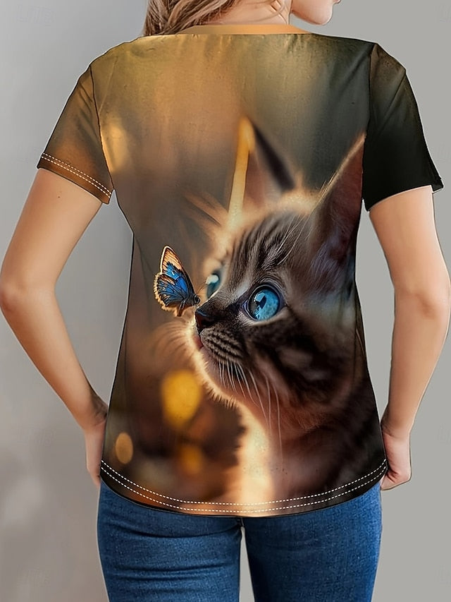 Women's T Shirt Casual Print Short Sleeve Regular Tops