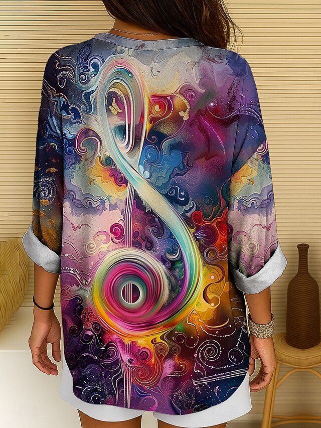 Music Festival Women's Blouse Long Sleeve Tunic Ombre
