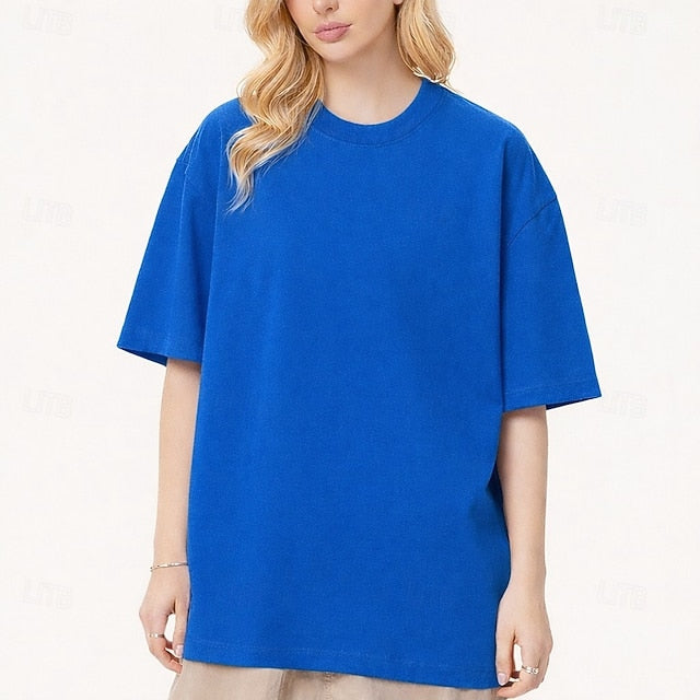 Women's Tee 100% Cotton Solid Color Stylish Casual Short