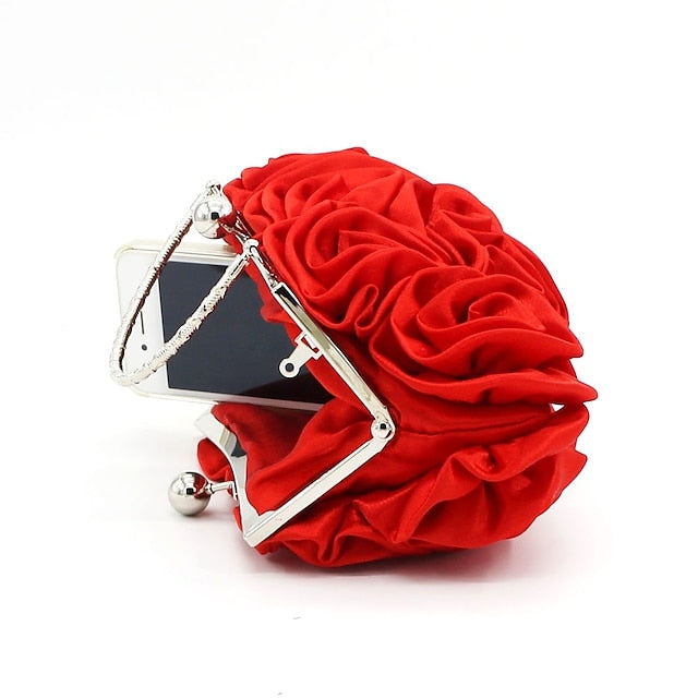 Evening – Design Vintage Bag Floral Elegant Red Clutch Rose