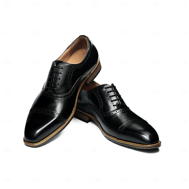 Light Shoes Wingtip Oxford Brown Men's Leather with Genuine