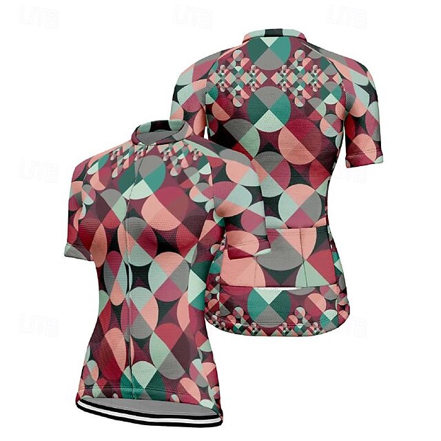 Women's Cycling Jersey Geometic Short Sleeve Bike Tee