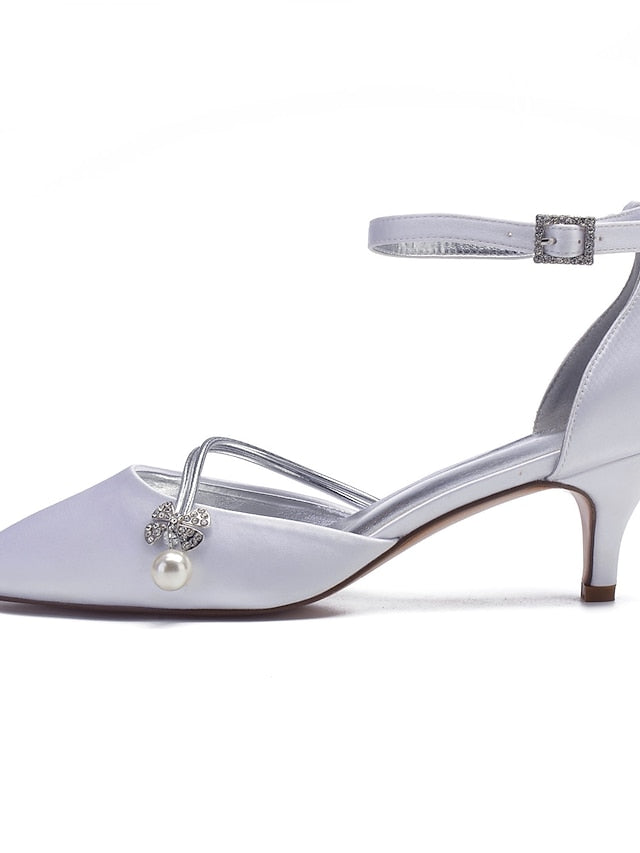 Pearl Blue and Kitten Satin Heels with Dark Women's