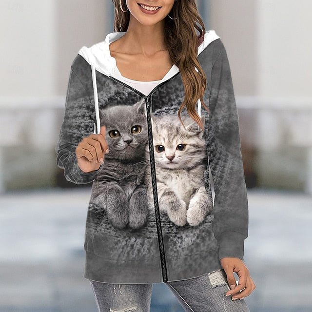 Women's Hooded Sweatshirt Jacket Long Sleeve Zip Up Hoodie