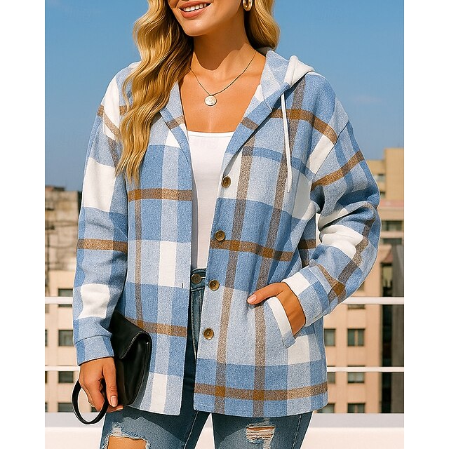 Women's Hoodie Jacket Long Coat Drawstring with Pockets