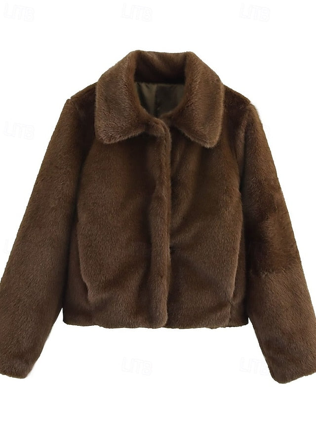 Teddy Comfortable Fur Warm Buttons Women's Coat Faux