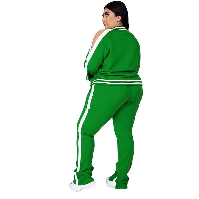 Women's Tracksuit Sweatsuit Drawstring 2 Piece Striped