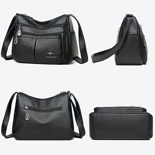 Kunstleder Damen Schultertasche mit mehreren Taschen - Umhängetasche