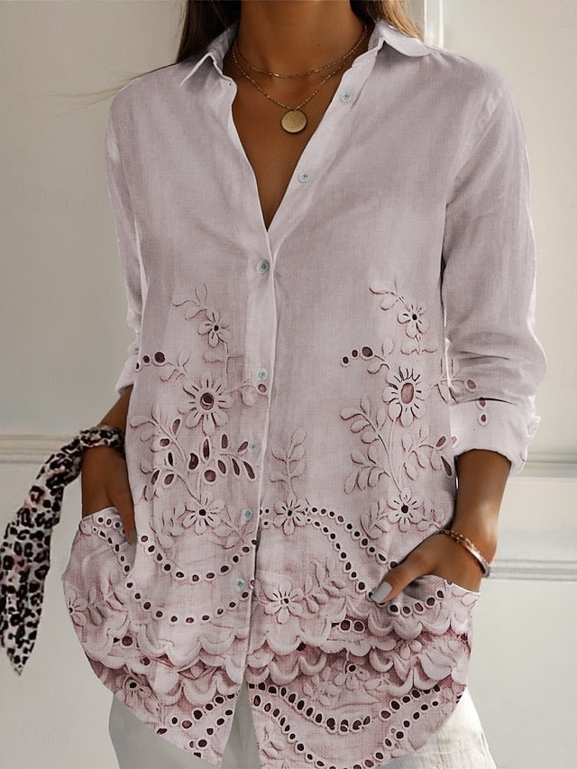 Women's Shirt Buttons Print Floral Active Daily Stylish