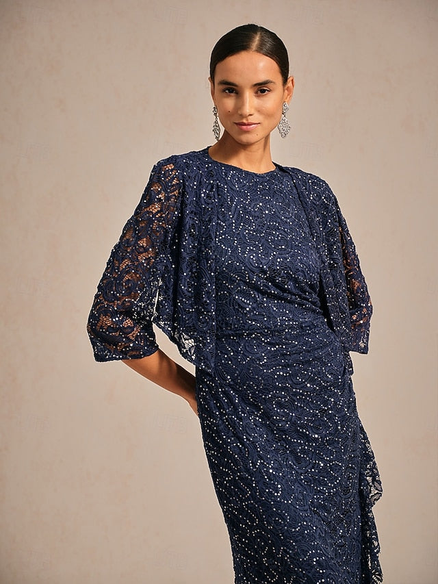 Women's Lace Shirt Sequins Lace Elegant 3/4 Length Sleeve V