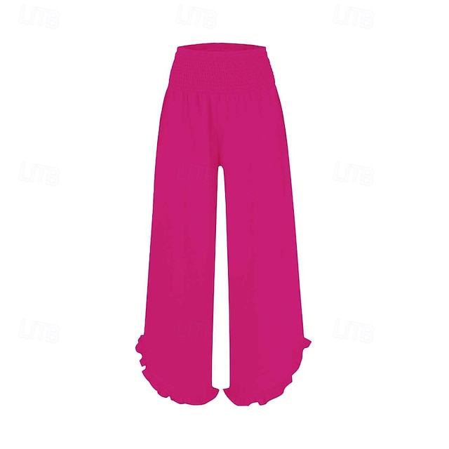 Women's Faux Cotton Linen Wide Leg Slacks Streetwear Casual