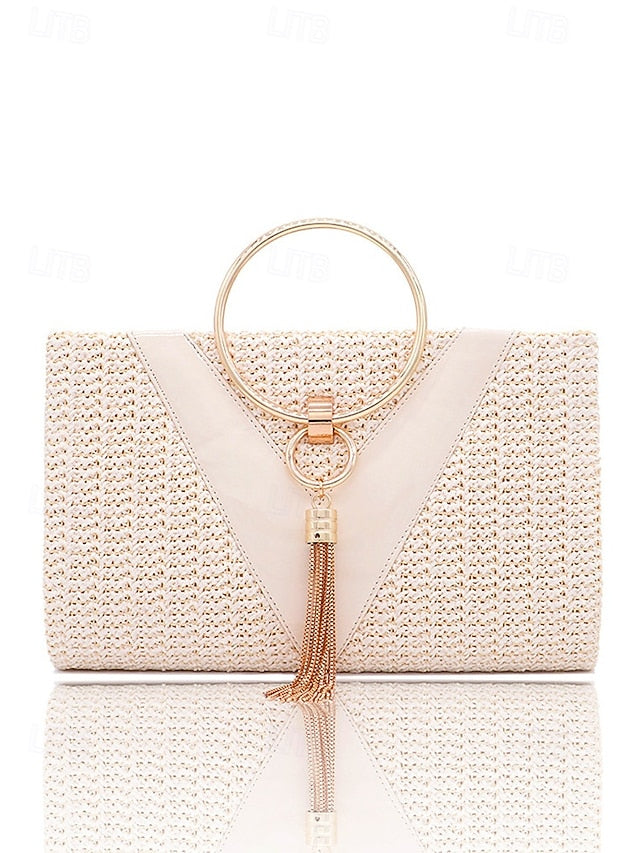Woven Women's Purse with Elegant Handbag Clutch – Straw