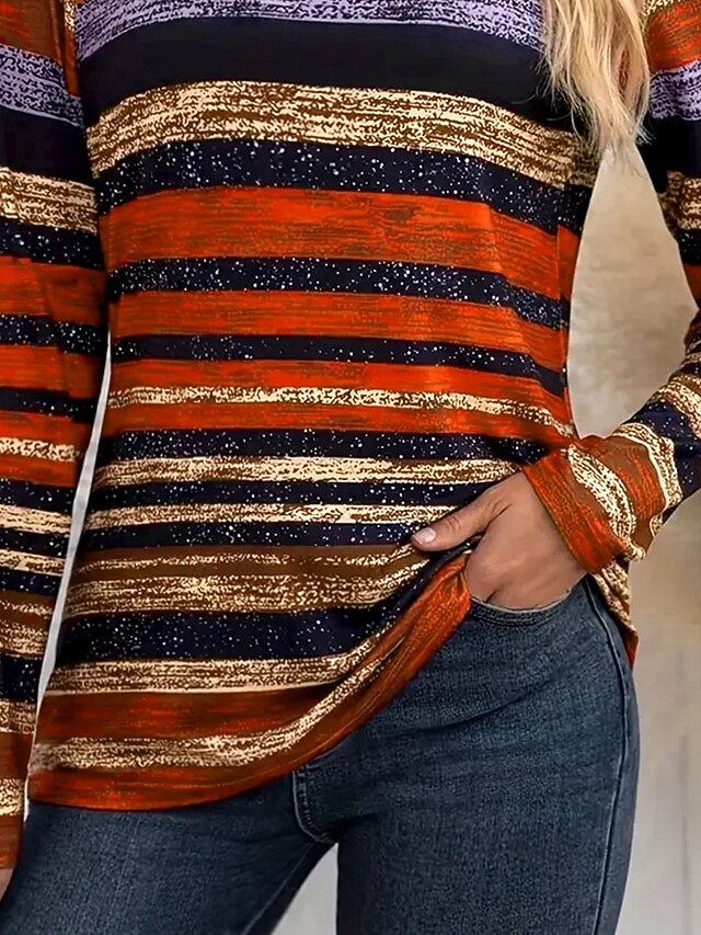 Women's T shirt Crew Neck Long Sleeve Tunic Graphic