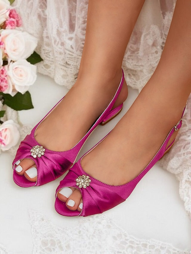 Wedding with Crystal Slingback Women's Satin Heels