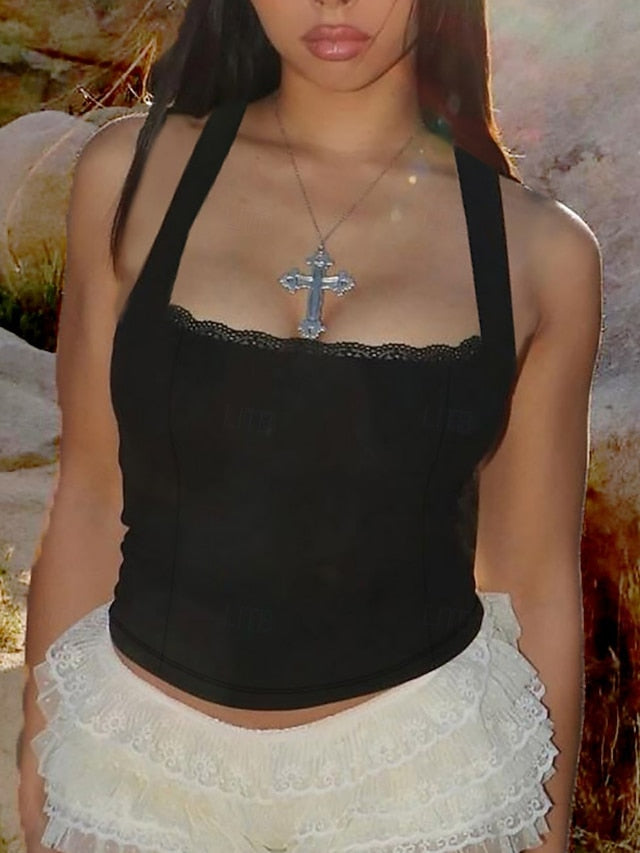 Women's Tank Top Lace Patchwork Plain Fashion Hot Modern