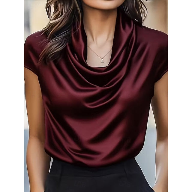 Women's Blouse Ruched Solid Color Elegant Stylish Casual