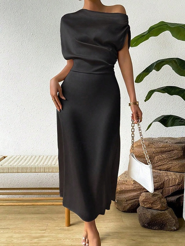 Women's Midi Dress Satin Dress Party Dress Cocktail Dress