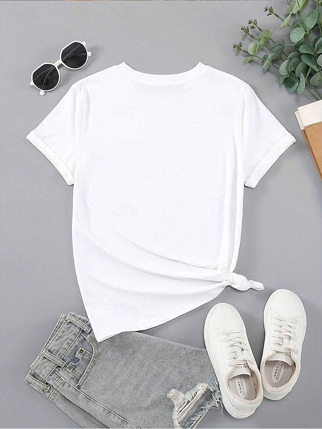 Women's T Shirt Print Floral Poppy Casual Short Sleeve Crew