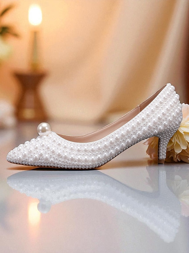 and Kitten Women's Matching Pumps Heel Pearl-Embellished