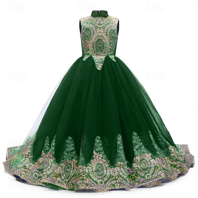 Girls' Flower Formal Dress Gown Girl Kid's Evening