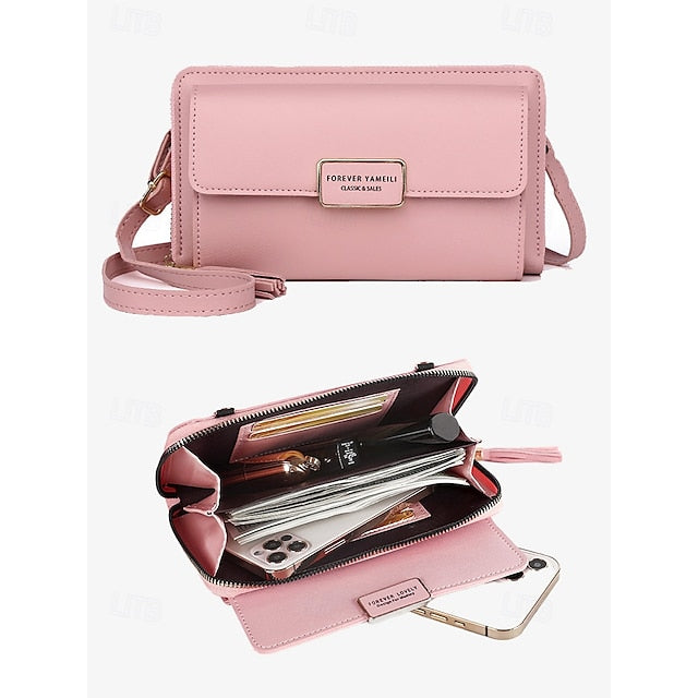 Sac à bandoulière en cuir PU pour femme, porte-téléphone portable
