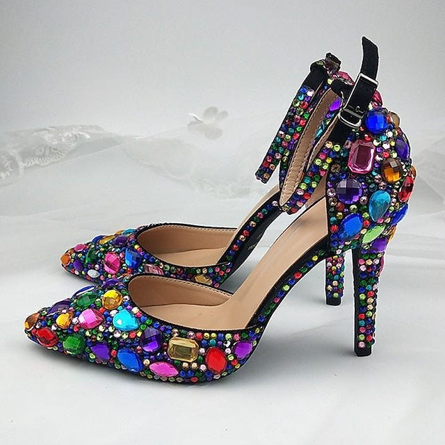 with Women's Wedding Heel Rhinestone High Multicolor Shoes