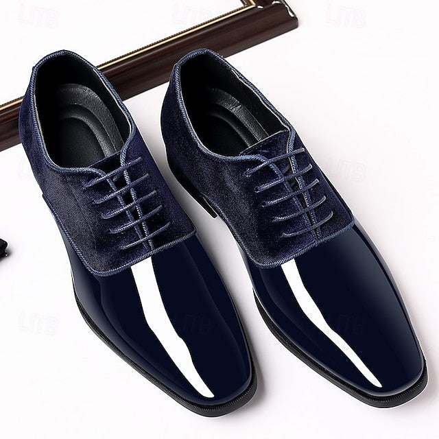 Men's with Patent Shoes Oxford Blue Navy Leather